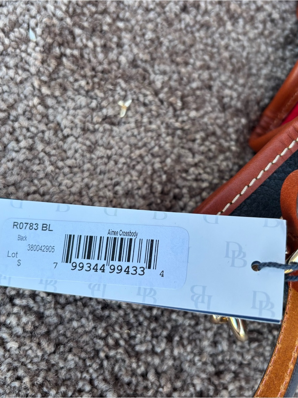 NWT Dooney & Bourke Black Crossbody with Brown Trim and Gold Hardware - Picture 3 of 5